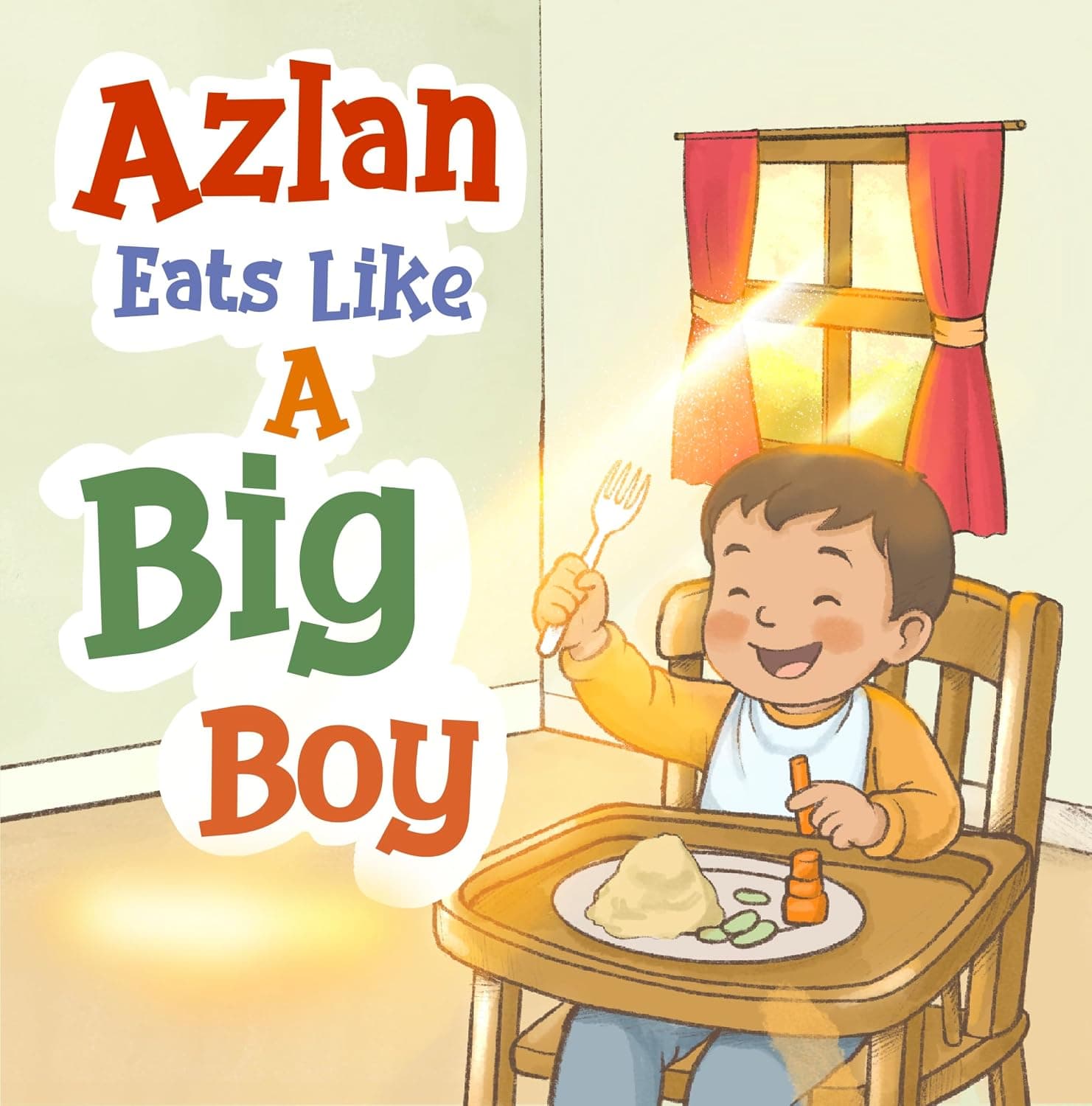 Cover of Azlan Eats Like A Big Boy, a picture book about mealtimes and manners.
